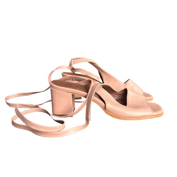 ALOHAS The Lille Leather Block Heels  in Peach Ankle Strap Nude Size EU38 - Picture 3 of 12